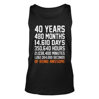 Vintage 40Th Birthday Gifts 40 Years Old Anniversary Awesome Unisex Tank Top - Seseable