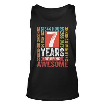 Vintage 7 Years 84 Months Of Being Awesome 7Th Birthday Unisex Tank Top - Seseable