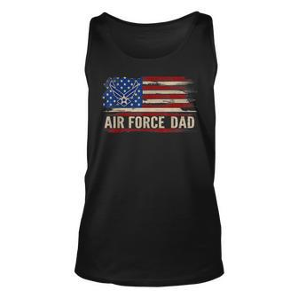 Vintage Air Force Dad American Flag Veteran Gift Unisex Tank Top - Seseable