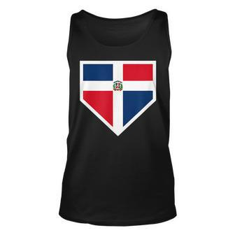 Vintage Baseball Home Plate With Dominican Republic Flag Unisex Tank Top - Seseable