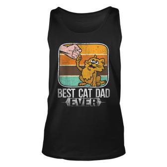 Vintage Best Cat Dad Ever Bump Fist Fathers Day Gifts Unisex Tank Top | Mazezy