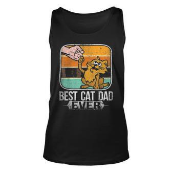 Vintage Best Cat Dad Ever Bump Fist Fathers Day Gifts V2 Unisex Tank Top - Seseable