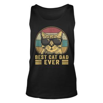 Vintage Best Cat Dad Ever Bump Fit Funny Fathers Day Unisex Tank Top - Seseable