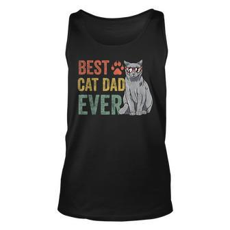 Vintage Best Cat Dad Ever Fathers Day Fur Daddy Tank Top | Mazezy
