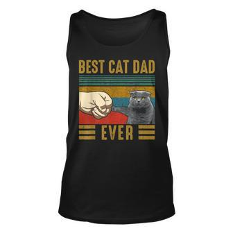 Vintage Best Cat Dad Ever Fathers Day Scottish Fold Cat Unisex Tank Top - Seseable