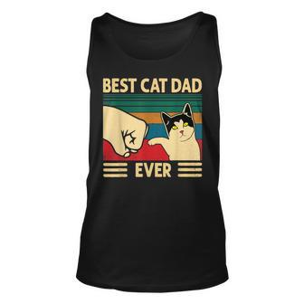 Vintage Best Cat Dad Ever Fist Funny Cat Daddy Fathers Day Unisex Tank Top - Seseable
