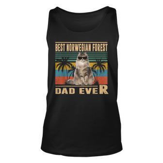 Vintage Best Cat Dad Ever Norwegian Forest Cat Fathers Day Unisex Tank Top - Seseable