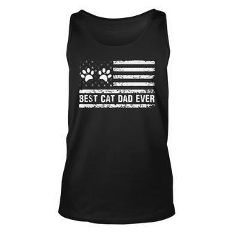 Vintage Best Cat Dad Ever Usa Flag Cat Lovers Fathers Day Unisex Tank Top - Thegiftio UK