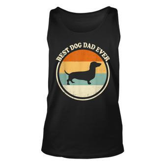 Vintage Best Dog Dad Ever Dachshund Dog Lover Fathers Day Unisex Tank Top - Seseable