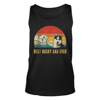 Vintage Best Dog Dad Ever Siberian Husky Fathers Day Gift Unisex Tank Top | Mazezy