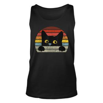 Vintage Black Cat Retro Style For Cat Lover Cat Mom Cat Dad Unisex Tank Top - Seseable