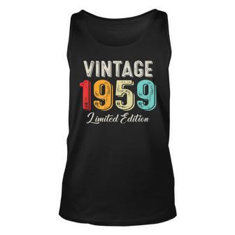 Vintage Born In 1959 Birthday Year Party Wedding Anniversary Unisex Tank Top - Seseable