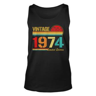 Vintage Born In 1974 Birthday Year Party Wedding Anniversary Unisex Tank Top - Seseable