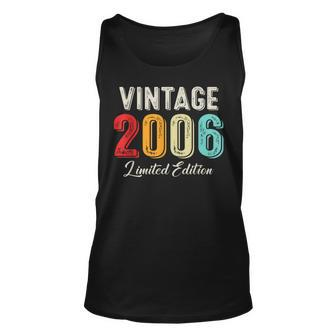 Vintage Born In 2006 Birthday Year Party Wedding Anniversary Unisex Tank Top - Seseable