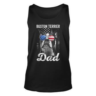 Vintage Boston Terrier Dad Dog Lover Usa Flag Fathers Day Unisex Tank Top - Thegiftio UK