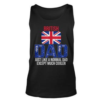 Vintage British Dad United Kingdom Flag For Fathers Day Unisex Tank Top - Seseable