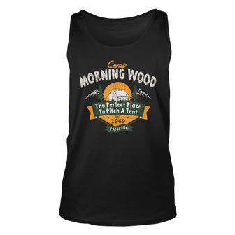 Vintage Camp Morning Wood Camping The Perfect Place To Pitch Unisex Tank Top - Seseable