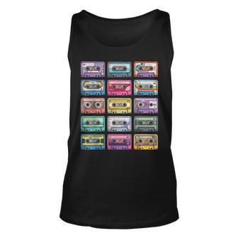 Vintage Cassette Tapes Collection 80S 90S Music Mixtape Unisex Tank Top - Seseable