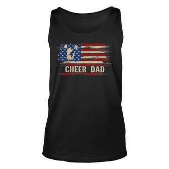 Vintage Cheer Dad American Usa Flag CheerleadingDance Gift Unisex Tank Top - Seseable