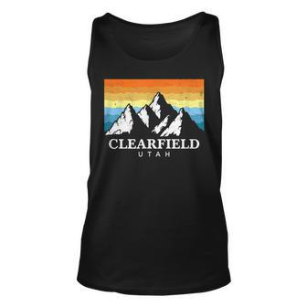Vintage Clearfield Utah Mountain Hiking Souvenir Print Unisex Tank Top - Seseable