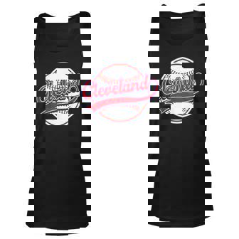 Vintage Cleveland Cityscape Baseball Lover Player And Fans Unisex Tank Top - Seseable