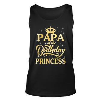 Vintage Crown Papa Of The Birthday Princess Dad Unisex Tank Top - Seseable