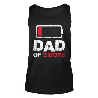 Vintage Dad Dad Of 2 Boys Battery Low Fathers Day Unisex Tank Top - Seseable