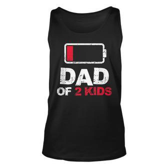 Vintage Dad Dad Of 2 Kids Battery Low Fathers Day Unisex Tank Top - Seseable