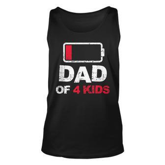 Vintage Dad Dad Of 4 Kids Battery Low Fathers Day Unisex Tank Top - Seseable