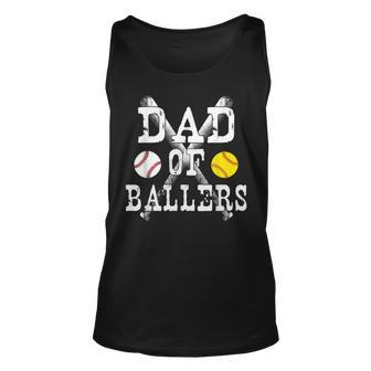 Vintage Dad Of Ballers T Funny Baseball Softball Lover Unisex Tank Top - Seseable