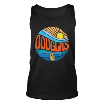 Vintage Douglas-Hemd mit Sonnenuntergang & Groovy Batikmuster Unisex TankTop - Seseable
