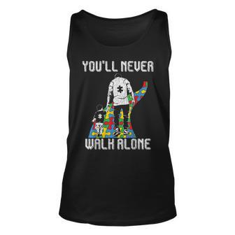 Vintage Father Son Family Autistic Kids Autism Awareness Dad Unisex Tank Top - Seseable