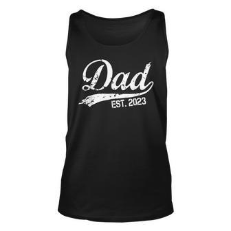 Vintage Fathers Day Promoted To Dad Est 2023 Unisex Tank Top | Seseable CA