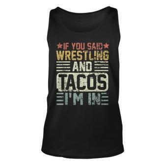 Vintage Funny Wrestling And Tacos Novelty Sports Gift Unisex Tank Top - Seseable