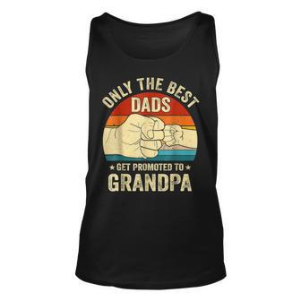 Vintage Great Dads Get Promoted To Grandpa Fist Bump Funny Unisex Tank Top - Seseable