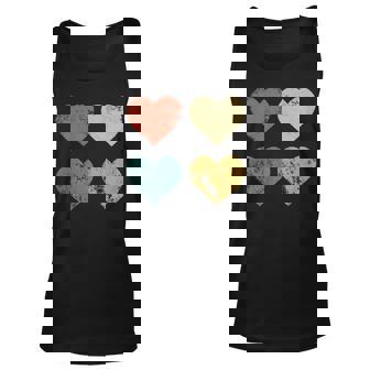 Vintage Hearts Cool Retro Valentines Day Gift Tee Unisex Tank Top | Mazezy