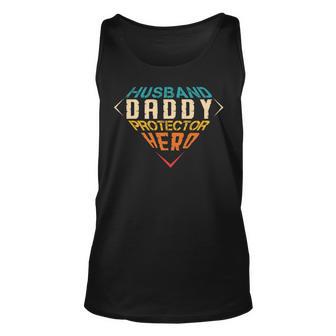 Vintage Husband Daddy Protector Hero Fathers Day Unisex Tank Top - Thegiftio UK