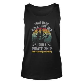 Vintage I Run A Pirate Ship Dad Mom Family Matching Father Unisex Tank Top - Seseable