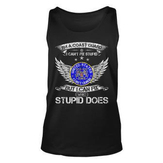 Vintage Im A Coast Guard Veteran I Can Fix What Stupid Does Unisex Tank Top - Seseable