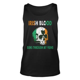 Vintage Irish Blood Run Through My Veins Flag Lover Gift Unisex Tank Top - Thegiftio UK