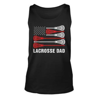 Vintage Lacrosse Dad Lax Dad Usa Flag Patriotic Gift Unisex Tank Top - Seseable