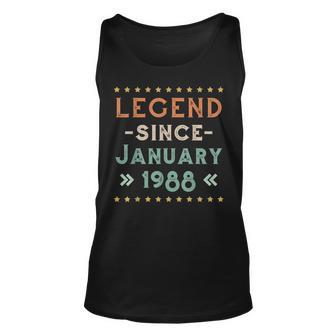 Vintage Legend Since Januar 1988 Geburtstag Männer Frauen Tank Top - Seseable