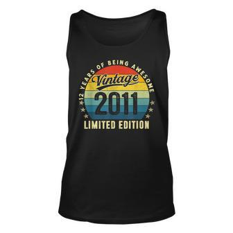 Vintage Made In 2011 12 Year Old Gifts Retro 12Th Birthday V4 Unisex Tank Top - Thegiftio UK