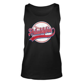 Vintage Philadelphia Cityscape Baseball Lover Player Fans Unisex Tank Top - Seseable