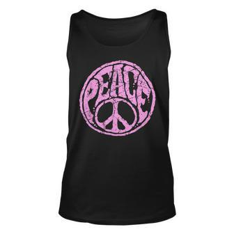 Vintage Pink Peace Sign 60S 70S Hippie Retro Peace Symbol Unisex Tank Top | Mazezy