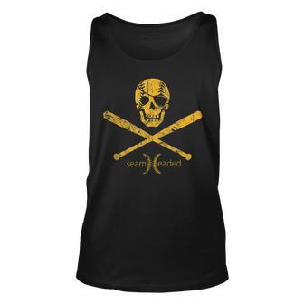 Vintage Pirate Baseball Skull And Bats Jolly Roger T Unisex Tank Top - Seseable