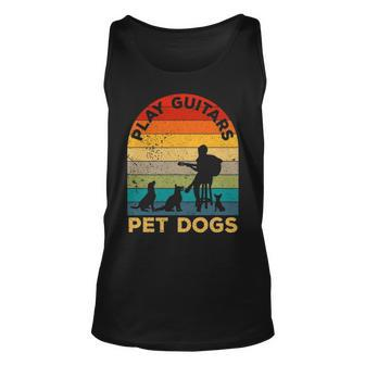 Vintage Play Guitars Pet Dogs - Dog And Music Lovers Gifts Unisex Tank Top - Seseable