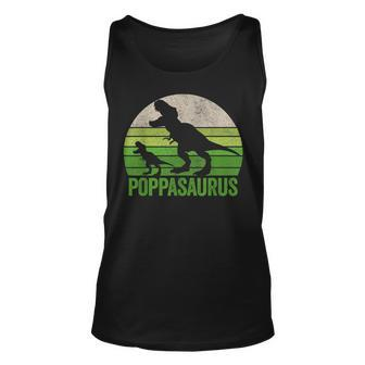 Vintage Poppasaurus Dad Apparel Funny Poppa Two Dinosaurs Unisex Tank Top - Seseable