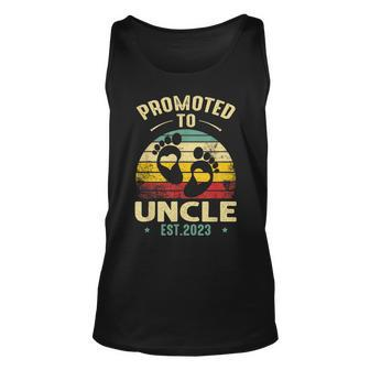 Vintage Promoted To Uncle 2023 Baby Feet New Uncle Unisex Tank Top - Seseable