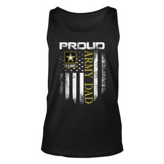 Vintage Proud Army Dad With American Flag Gift Unisex Tank Top - Seseable